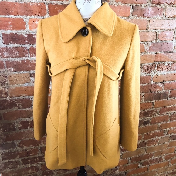 Chloe Coat Wool Mustard Yellow One Wool Button Jacket size US 4 Made in Italy - Picture 2 of 10